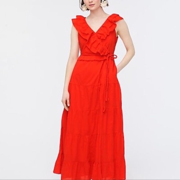 J. Crew Dresses & Skirts - J. Crew Ruffle-front Maxi Dress With Braided Belt